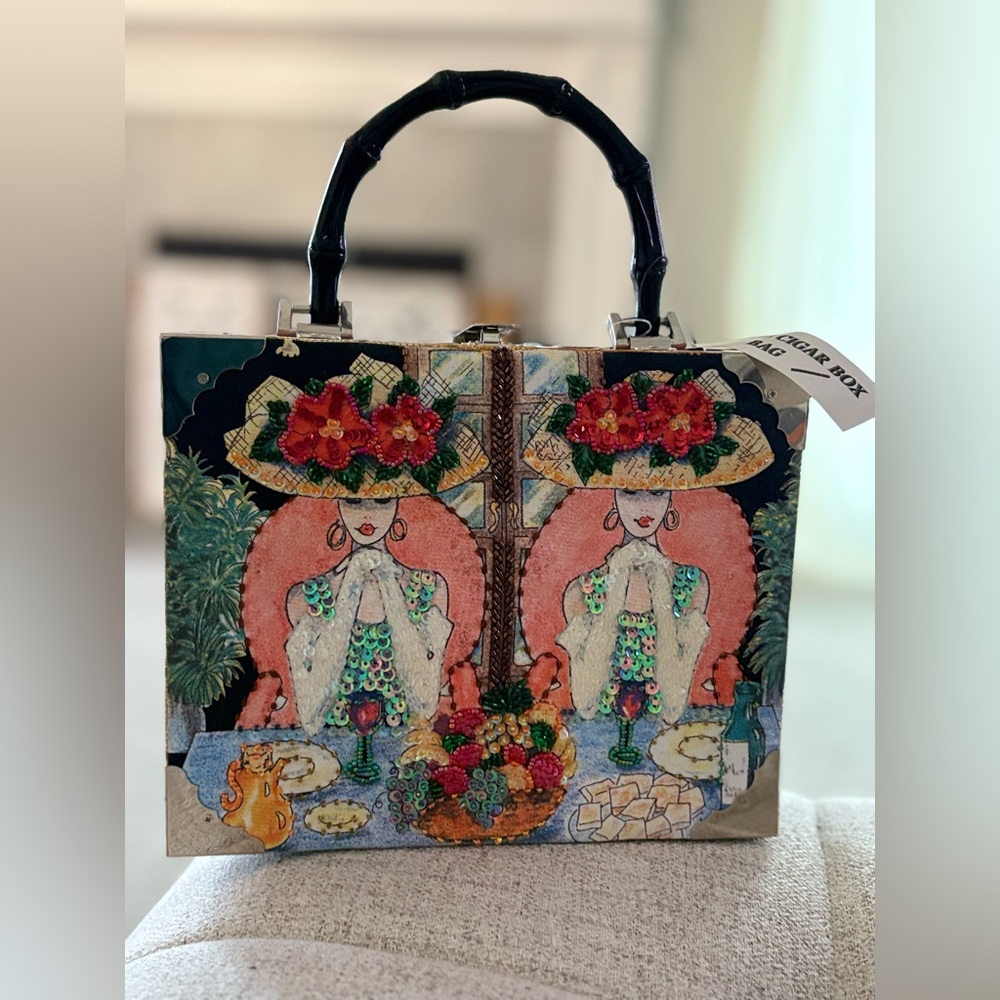 Artistic Cigar Box purse with Black Handle